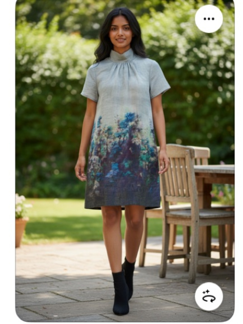 Lavender Brown   Gray Rory Dress with Blue-Purple Floral